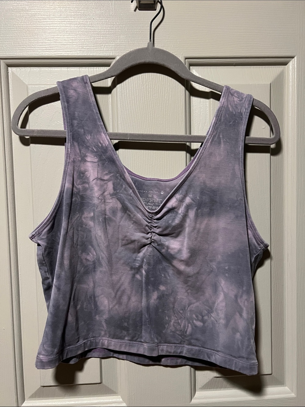Tie-Dye Ruched Lavender Crop Tank Top